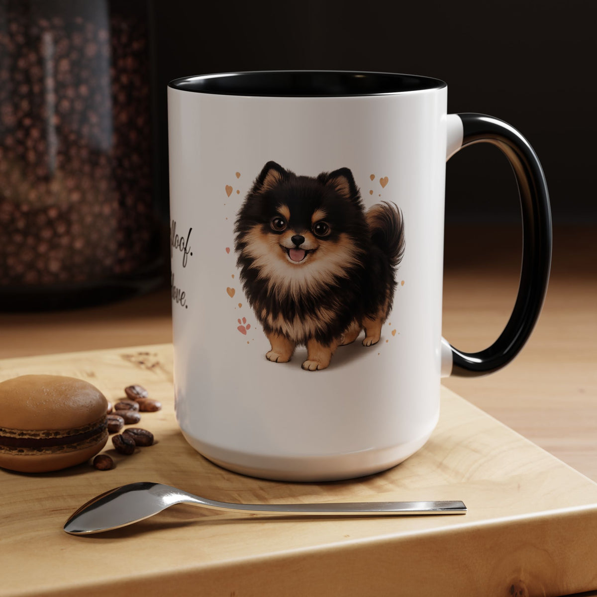 Pomeranian coffee mug little floof big love black and tan pom dog  11oz 15oz