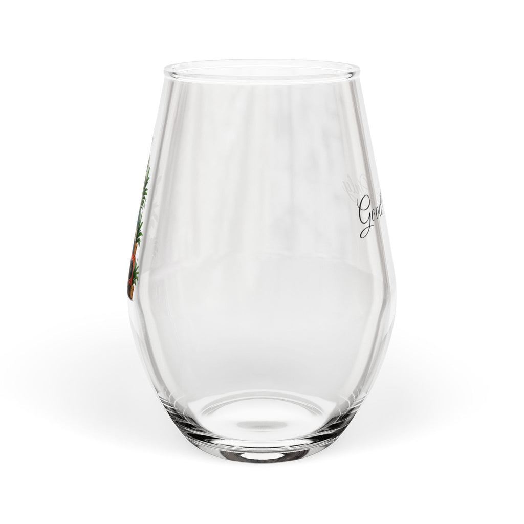 Good Vibes Only stemless wine glass 11.75oz retro boombox plant art gift