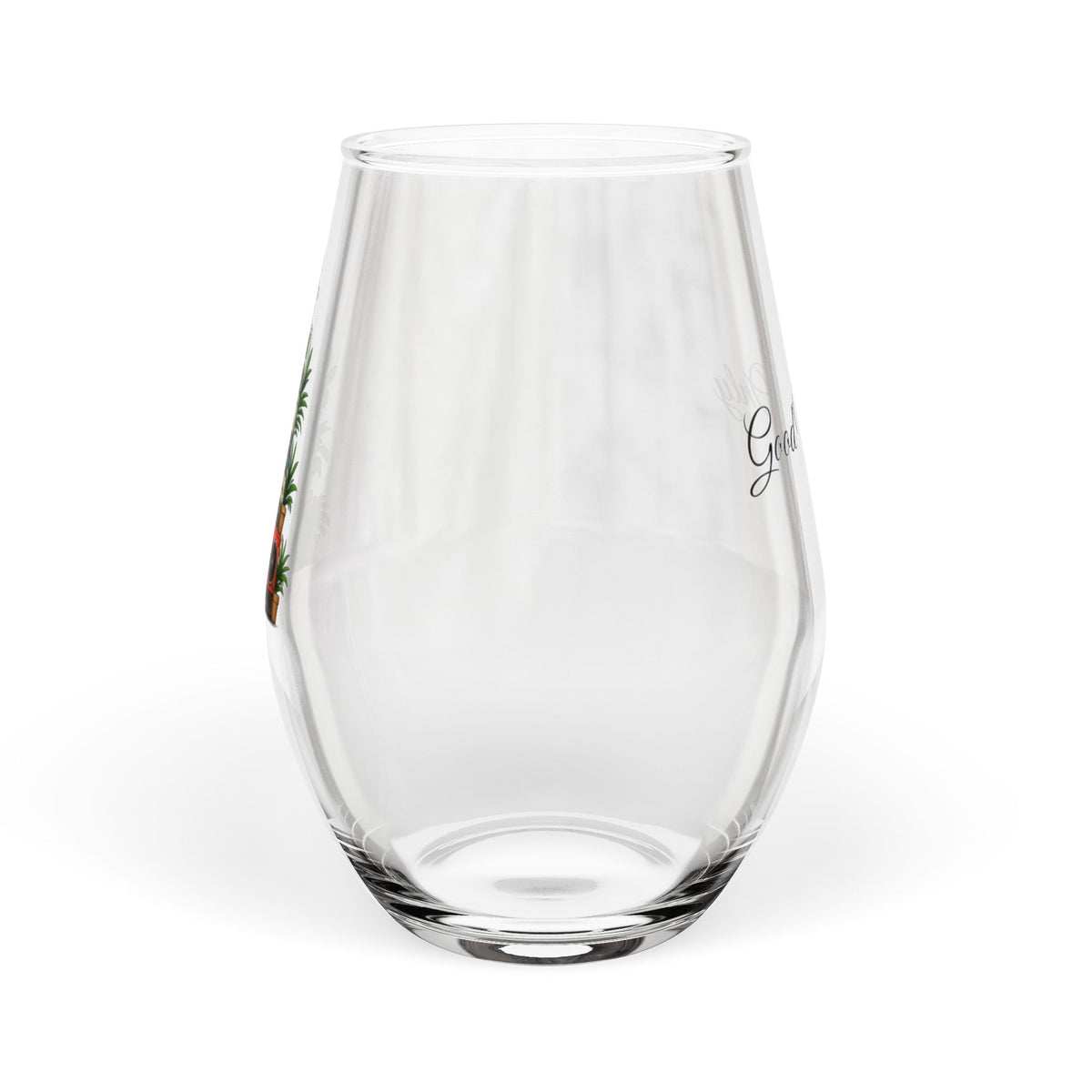 Good Vibes Only stemless wine glass 11.75oz retro boombox plant art gift