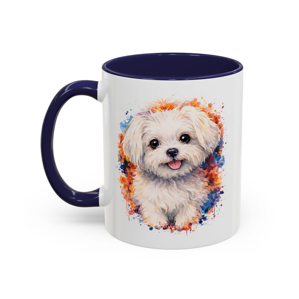Maltese dog coffee cup watercolor puppy art coffee and Maltese cuddles quote