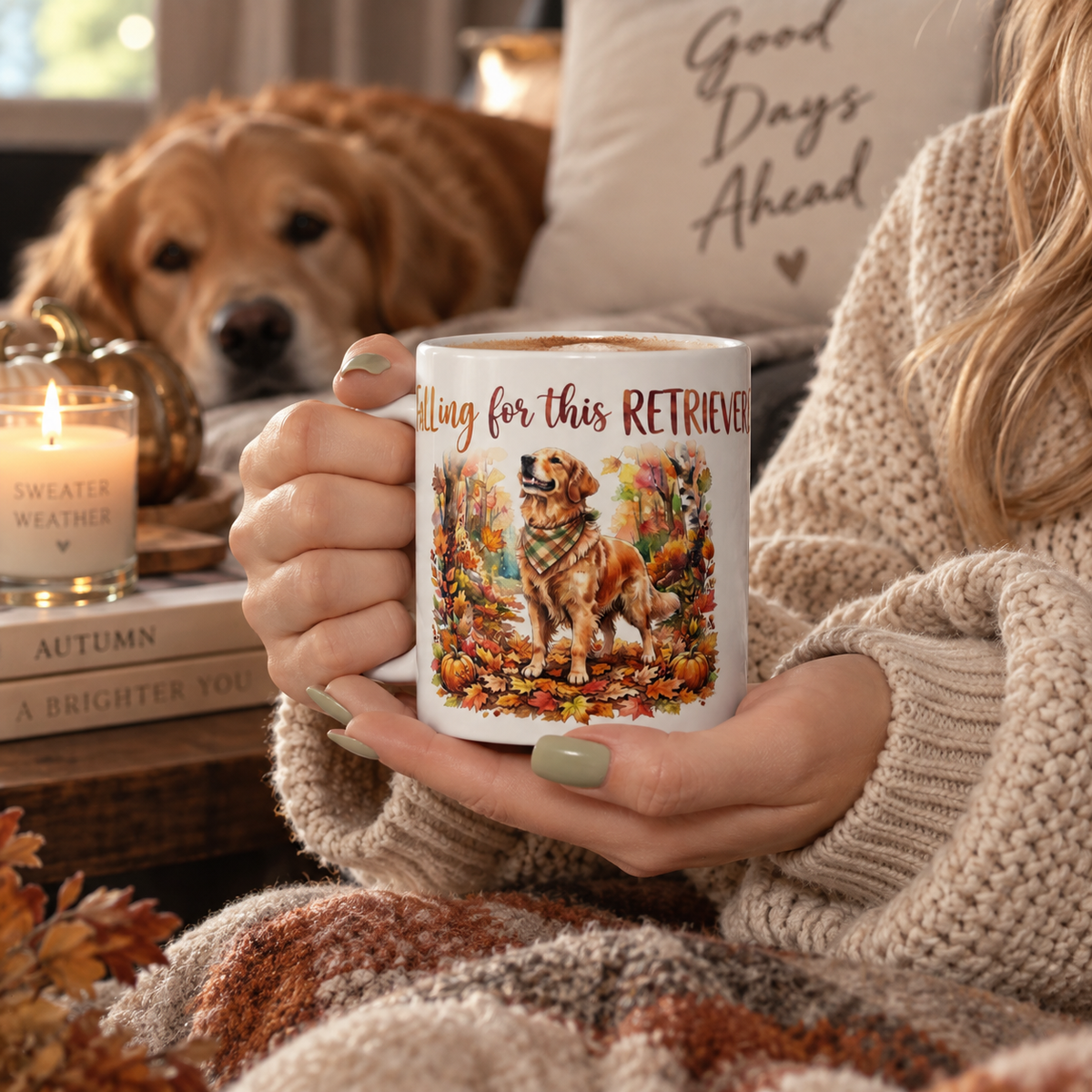 Golden Retriever Fall Mug | Cute Autumn Dog Lover Gift (11oz)